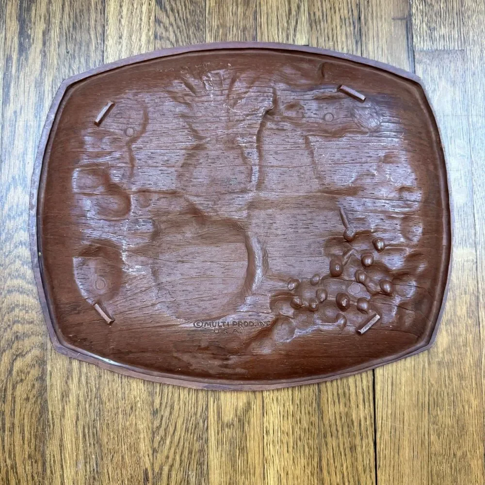 Vintage Multi Products, Inc Burwood Fruit Pattern Tray MCM Retro Made in USA